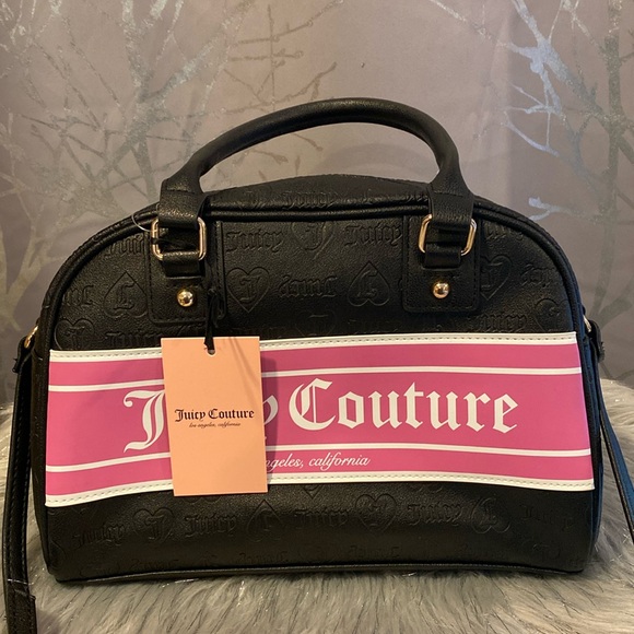 BNWT JUICY COUTURE Fashionista Bowler in Black & Pink - Picture 1 of 6